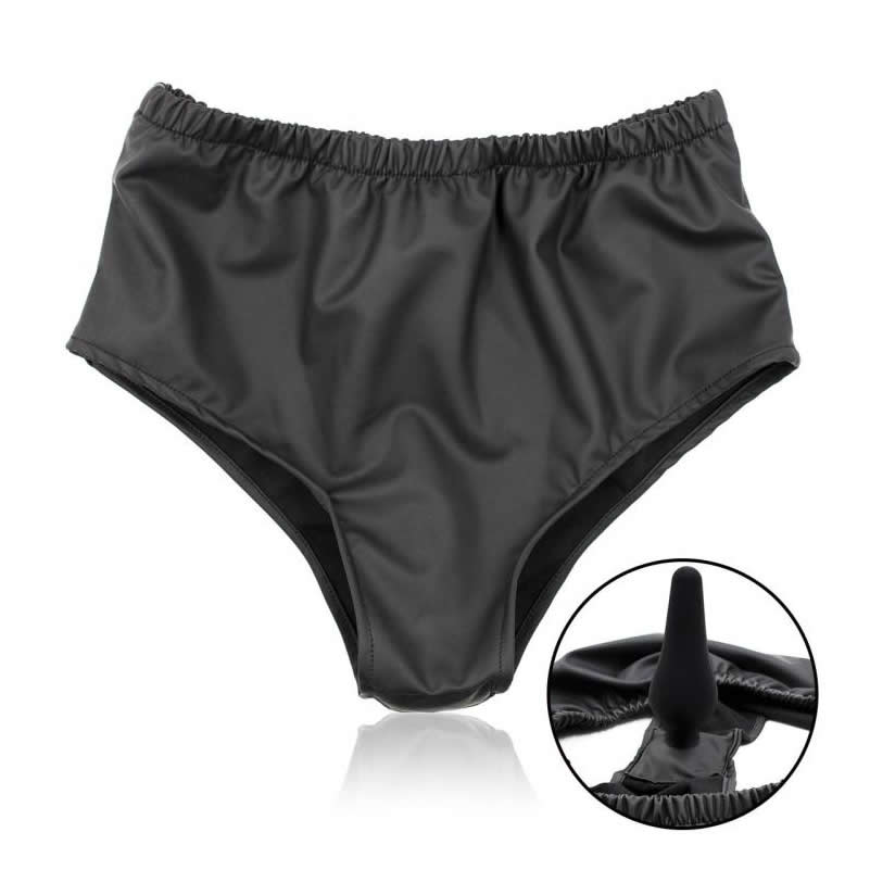 Sexy Female Panties Briefs with Silicone Strap On Anal Plug Latex Lingerie Underwear with Butt Intruder BDSM Gear New Design Fetish Sex Toy for Women